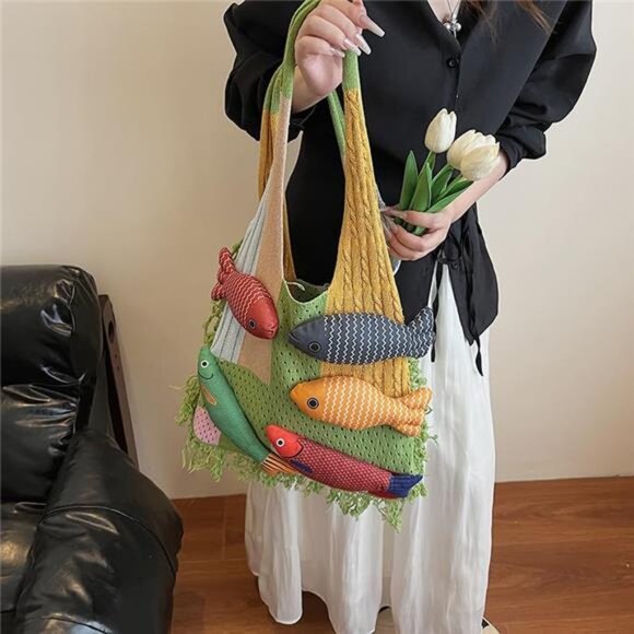 KAWAII Super Cute Funny FISH TOTE BAG Novelty HANDBAG UNIQUE Purse GIFT IDEA - Picture 6 of 7